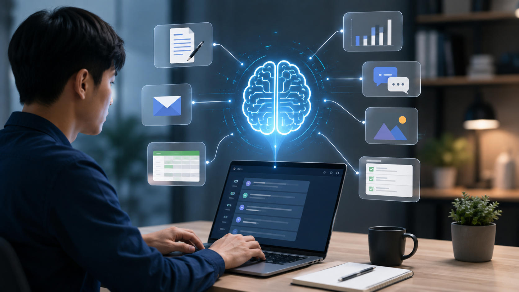 Futuristic AI-Powered Workspace